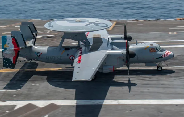 Landing, AWACS, The carrier, French Navy, E-2D Hawkeye, Marine Nationale, USS George H.W.Bush (CVN-77)