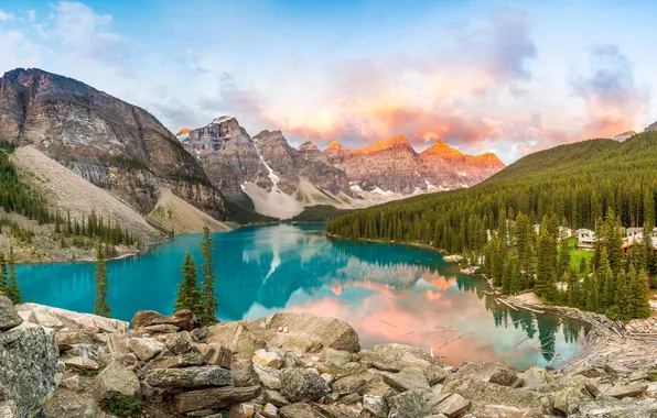 Forest, mountains, nature, lake