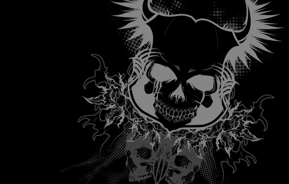 Picture skull, black and white, vector