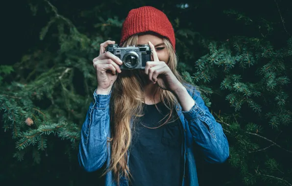 Picture girl, camera, the camera, photographer, Contax