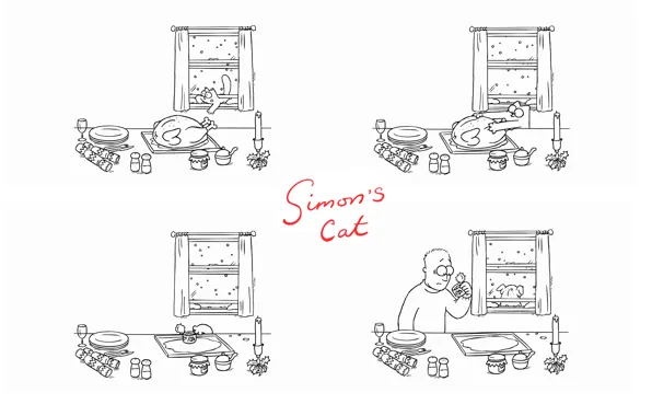 Christmas, cartoon, simon's cat, Simon's Cat, Turkey