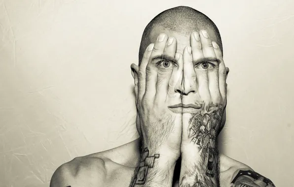 Picture eyes, mouth, hands, tattoo, male, eyes, man, tattoo