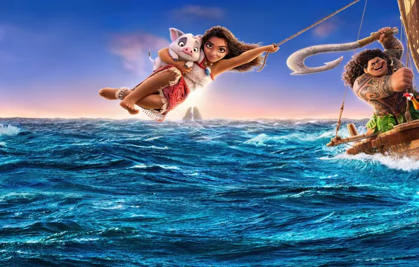 Sea, boat, cartoon, Maui, aboriginal, Maui, Moana, Moana