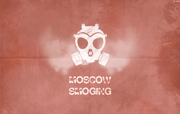 Picture red, Moscow, smoging, respirator
