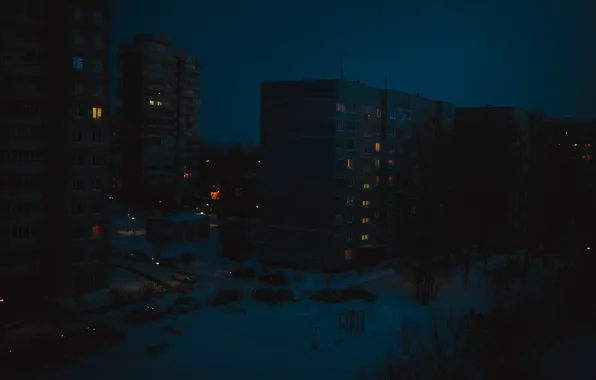 Winter, Ulyanovsk, a night on the town, dusks, the atmosphere of the city