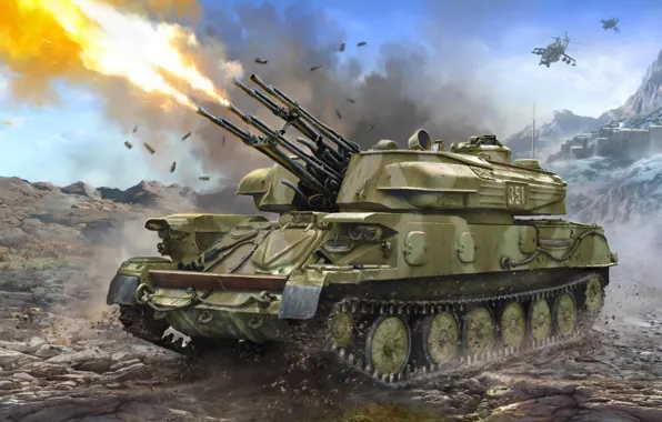 Picture USSR, ZSU-23-4 Shilka, antiaircraft self-propelled installation, Ivan Hurenko, The Soviet Army, the war in Afghanistan