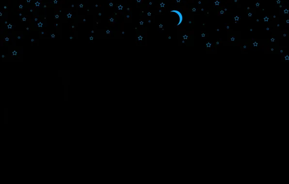 Stars, night, the moon, black, goluby
