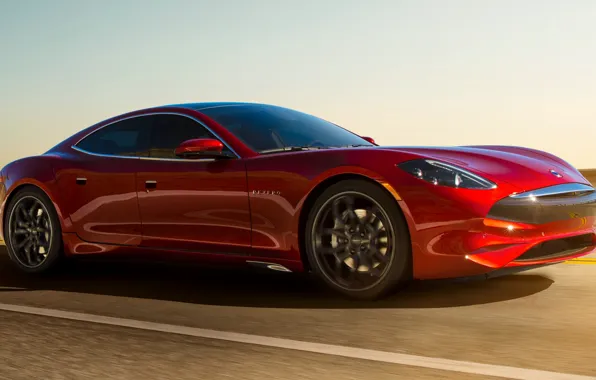 Road, car, machine, background, speed, red, sedan, red