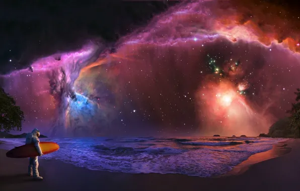 Space, coast, the suit, surfer, Board