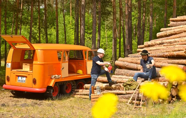 Trees, Germany, Forest, Volkswagen, Two, Men, Austria, 1962