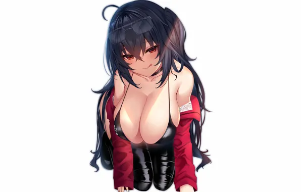Picture girl, sexy, cleavage, long hair, boobs, anime, beautiful, red eyes