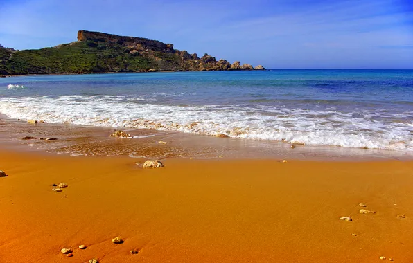 Picture sea, the sky, rock, Bay, Malta, Tuffieha