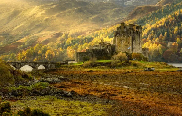 Autumn, nature, Scotland, the Eilean Donan castle