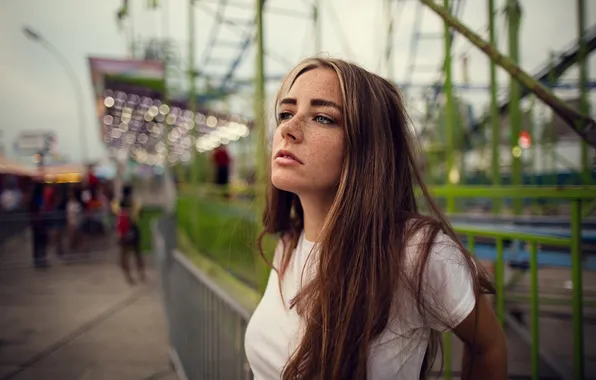 Picture look, girl, face, background, hair, freckles