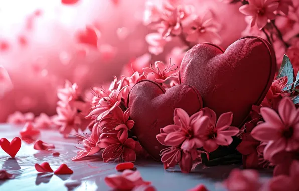 Love, holiday, heart, heart, hearts, heart, Valentine's Day, AI art