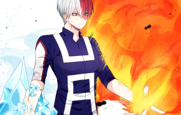 Fire, ice, guy, My Hero Academia, Boku No Hero Academy, Todoroki Shoto, My Hero Academy