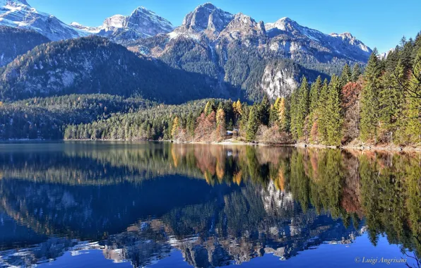 The sky, landscape, mountains, nature, lake, reflection, beauty