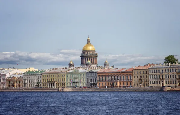 Picture river, building, home, Russia, promenade, Peter, Saint Petersburg, St. Petersburg