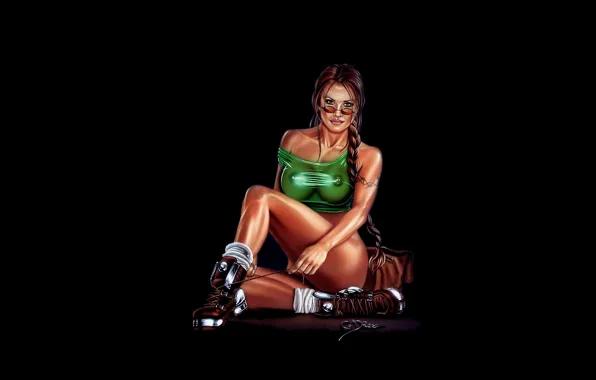Girl, the game, Lara Croft, black background