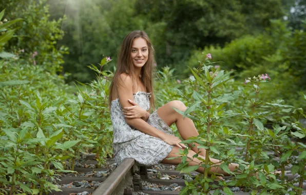 Girl, dress, sit