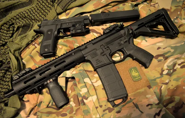 Picture gun, weapons, muffler, carabiner, LWRC M6