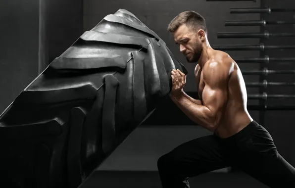 Men, workout, tire