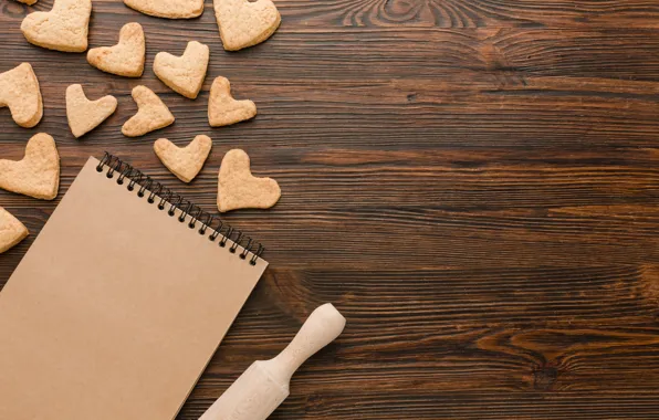 Holiday, heart, Board, heart, cookies, hearts, Notepad, heart