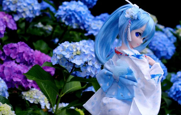 Hair, doll, hydrangea, Flirty