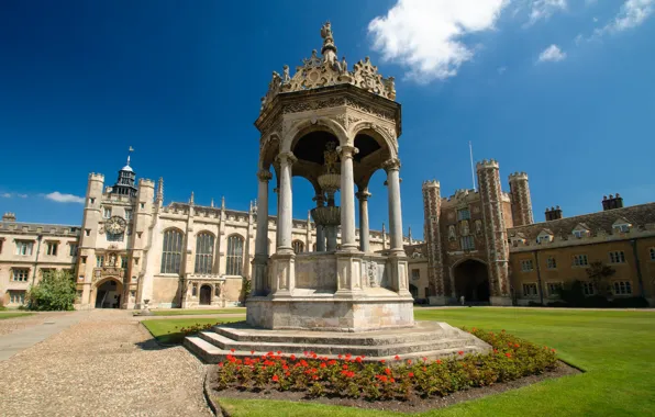 Picture England, fountain, Cambridge