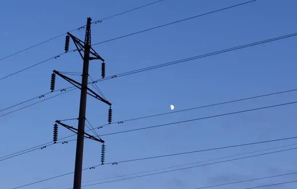 The sky, the moon, wire, stave