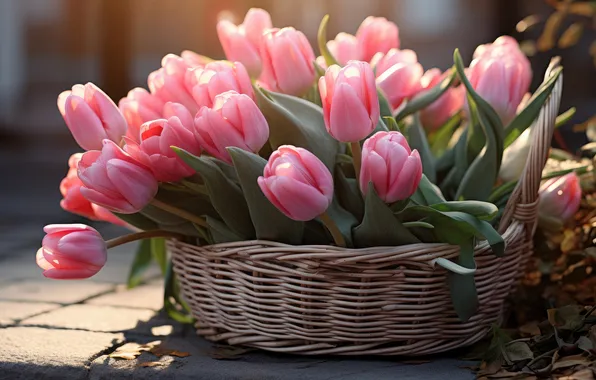 Light, flowers, holiday, tile, bouquet, spring, garden, tulips