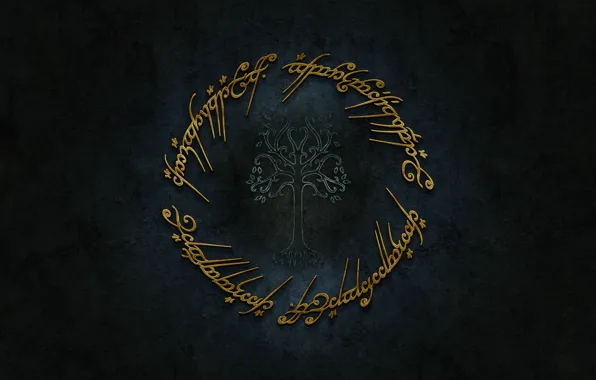 Logo, gold, Lord of The Rings, Tolkien, Sindarin