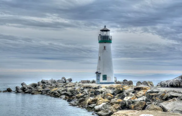 Coast, lighthouse, USA, Santa Cruz, Walton Lighthouse