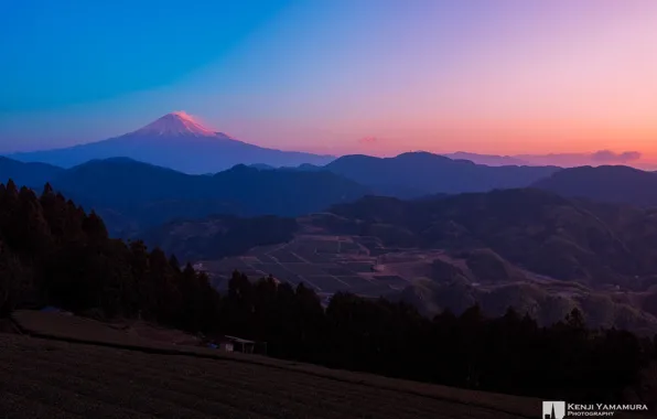 Picture the sky, sunset, Japan, Mount Fuji, photographer, Kenji Yamamura, lake Yamanaka