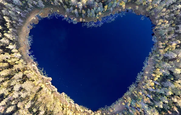 Lake, reflection, heart, heart, lake, reflection, Christian Lindsten