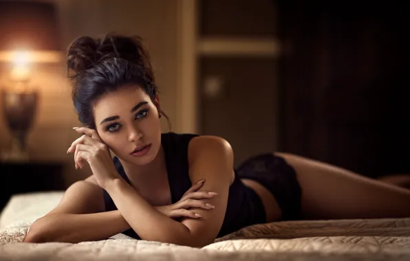 Look, girl, light, room, model, panties, lamp, makeup