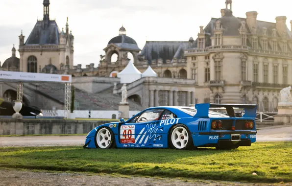 Castle, Ferrari, Blue, Race, Ferrari, F40, Blue, Racing