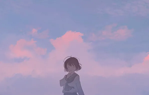 The sky, clouds, smile, schoolgirl, mfua. RU