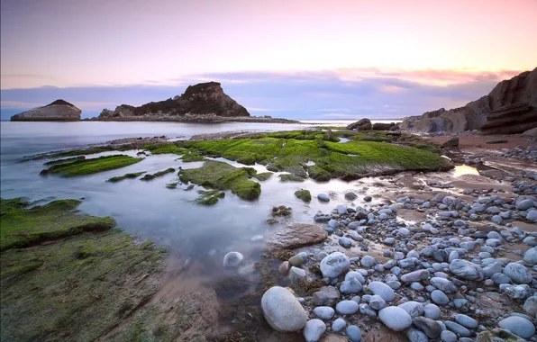 Sea, the sky, clouds, stones, rocks