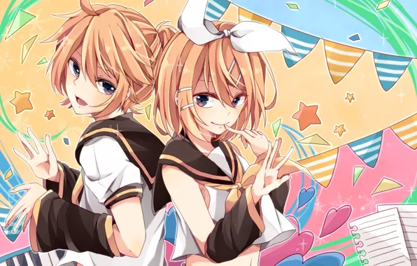 Style, anime, boy, art, girl, stars, Vocaloid, Vocaloid