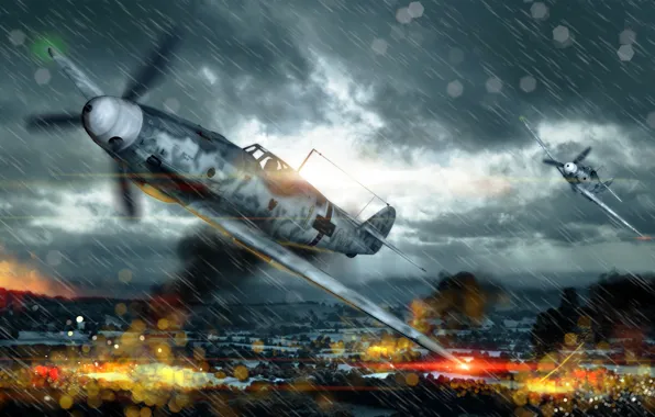 The sky, clouds, fighter, Art, jet, War Thunder, The German air force, German