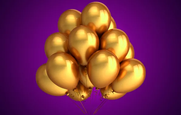 Balloons, golden, celebration, holiday, balloons