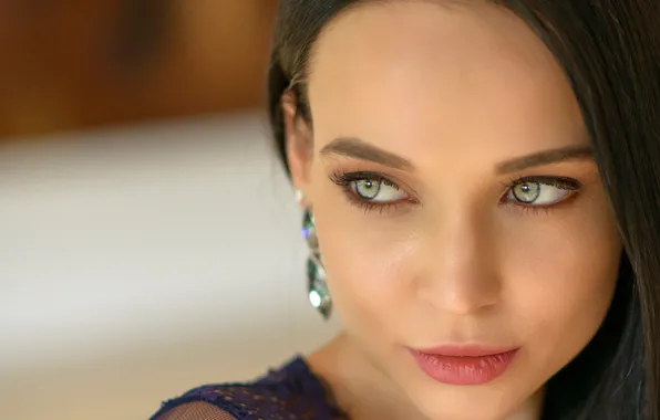Look, close-up, face, portrait, makeup, brunette, hairstyle, beautiful