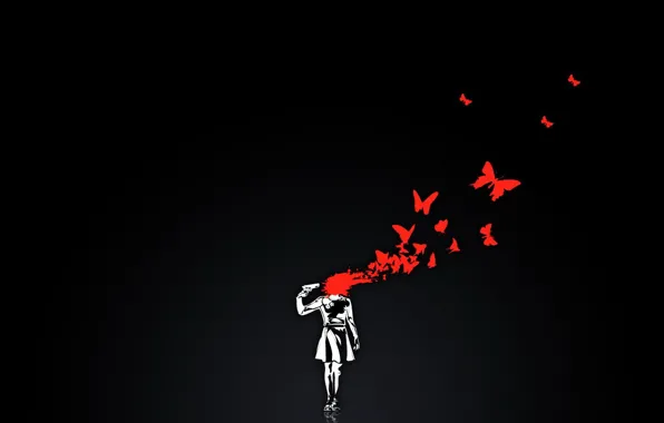 Butterfly, gun, black, blood, minimalism, vector