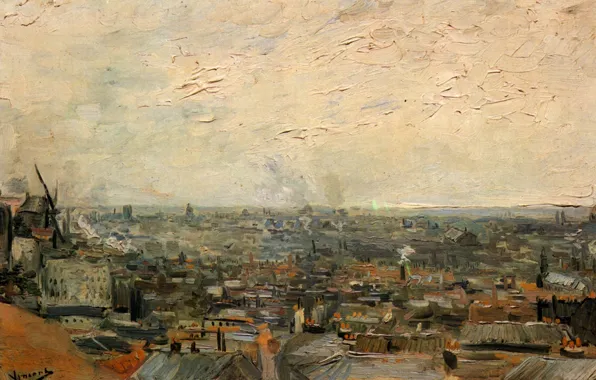 Vincent van Gogh, an overview of the city, from Montmartre, View of Paris