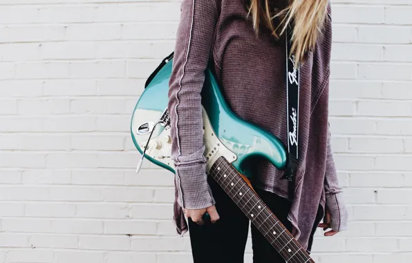 Picture music, girl, guitar, girls, blue, strings, musician, musical instrument