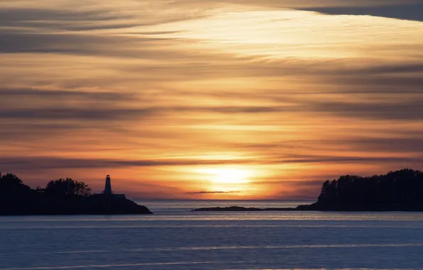 Picture British Columbia, Sunset, Lighthouse
