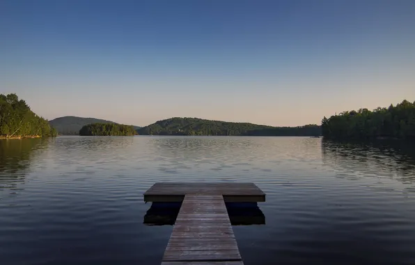 Forest, lake, hills, the evening