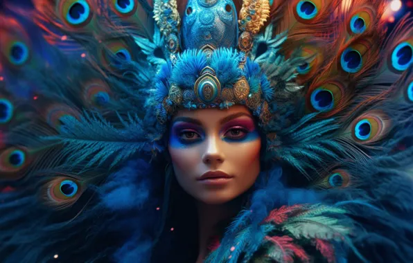 Look, girl, decoration, face, style, fantasy, bird, portrait