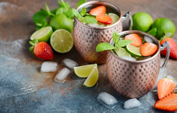 Picture drink, lime, strawberry, ice